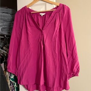 Crown & Ivy Pink Relaxed Buttoned Blouse